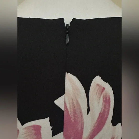 ANN TAYLOR FACTORY Black White Pink Floral Print Sleeveless Midi Dress Sz 8 - Picture 9 of 15